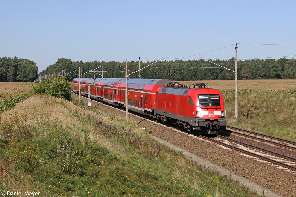 Die 182 002 in Frankfurt (Oder) Rosengarten am 26.08.2013 