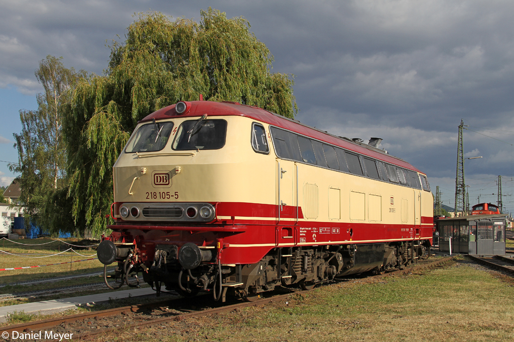 Die 218 105-5 im DB Museum Koblenz L�tzel am 15.06.2014