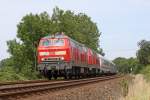 Die 218 385-3 und 218 381-2 mit IC 2193 nach G�ttingen in Moorhusen am 03,08,11