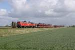 Die 218 364-8 und 218 379-6 mit dem SyltShuttle bei Nieb�ll am 12,05,12