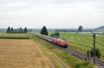 218 426-5 und 218 416-6 mit dem EC 193 von Z�rich nach M�nchen am 28.07.2012 in Sontheim.