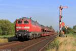 Die 218 366-3 und 218 322-6 mit dem SyltShuttle in Klanxb�ll am 22.07.2013 
