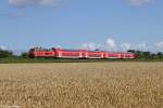 Die 218 333-3 mit dem RE von Hamburg nach Puttgarden bei Burg auf Fehmarn am 04.08.2013