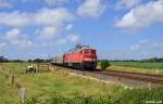 232 428-3 mit dem EZ 47409 (Fredericia - Maschen Rbf) am 21.07.2015 bei Risum-Lindholm.