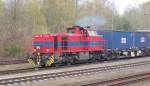 Eine MaK G 1000 BB verl�sst Munster mit den Windradzug (20.04.10)