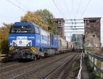 V204 der Rurtalbahn kommt von der K�lner S�dbr�cke am 29.10.2010
