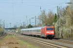 101 057-8 mit dem IC 132 von Norddeich-Mole nach Luxembourg am 14.04.2013 in Angermund.