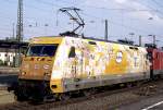 Die 101 001 musste schon f�r so manche Werbeaktion  herhalten ! Mitte 2003 warb sie f�r  Rama , aufgenommen in Hamm (Westf.) am 22.3.2003.