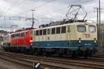 Die 140 423-5 , 111 111-1 und E10 1239 beim rangieren in Koblenz-L�tzel am 03,04,10