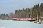 111 172-3 mit der RB 59509 von M�nchen nach Mittenwald am 02.04.2013 bei Klais.
