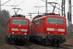 RE4 Treffen 111 111 und 111 124-4 zwischen Gruiten und Wuppertal Vohwinkel am 22,01,10