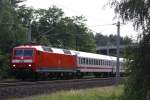120 151 bei ihrer ersten Fahrt in Neulack in Winkel am 04.07.2010