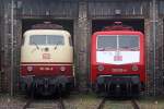 Die 103 184-8 und 120 005-4 beim Sommerfest im DB Museum Halle (Saale) am 02,07,11