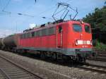 139 132-5 in K�ln-West mit einem Guterzug.