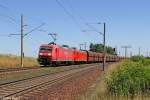 Die 145 027-9 und 145 038-6 in Frankfurt (Oder) Rosengarten am 02.08.2013 