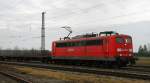 151 063-5, aufgenommen am 27.02.11, bei der Durchfahrt durch Gersthofen, Strecke Augsburg-Donauw�rth.