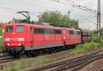 151 041-1 mit 151 086-6 in Mainz Bischofsheim am 26.07.2011