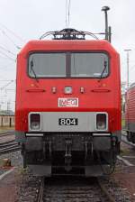 Die Front der MEG 804 ( 156 004-4 ) beim Sommerfest im DB Museum / DB Regio Werk Halle (Saale) am 02,07,11