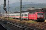 181 215-5 steht anfahrbereit mit dem IC 138 rtg Luxemburg an Gleis 8 in Koblenz Hbf am 21.05.2011