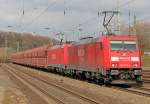 185 273-0 mit Falns Wagen in K�ln West am 11.03.2011