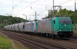 185 608-7 der LTE und 185 676-4 der EVB(kalt)  in K�ln West am 22.06.2012