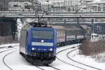 Die 185 CL-009 als RE13 f�r die Eurobahn, in Wuppertal Elberfeld am 01,02,10