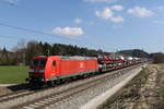 185 048 mit einem Autozug aus Salzburg kommend am 18.- M�rz 2020 bei Grabenst�tt.