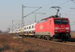189 057-3 mit MB Sprintern auf Flachwagen am 08.03.2011 hinter K�ln Porz