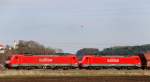 189 076-3 + 189 068-0, aufgenommen am 05.04.11, kurz vor Mindelaltheim, Strecke Augsburg-Ulm.