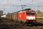 189 086-2 bei der Durchfahrt in D�sseldorf Rath am 10.04.10 im sch�nsten Abendlicht.