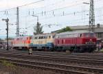 Das V160 Trio bestehend aus 216 067-9 ; 217 014-0 & 218 137-8 in Koblenz L�tzel am 08.06.2013