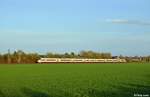 406 001-8 mit dem ICE 104 von Basel nach Amsterdam am 18.04.2013 in Langenfeld(Rhld).
