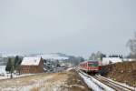628 317-0 mit dem RE 23094 (Korbach S�d - Kassel-Wilhelmsh�he) am 10.02.2013 bei Twiste.
