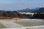 628 591 pendelte am 31. Dezember 2025 auf der  Chiemgau-Bahn  zwischen Prien am Chiemsee und Aschau im Chiemgau. Das Bild entstand bei Umratshausen.