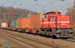 DE71 der HGK mit Containerzug in K�ln West am 22.02.2011