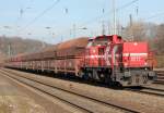 DE72 der HGK mit Falns Ganzzug in K�ln West am 05.03.2011