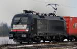 ES 64 U2-009, aufgenommen am 20.02.10, bei der Durchfahrt durch Gersthofen, Strecke Donauw�rth-Augsburg.