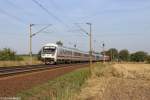 Ein IC mit Werbewagen und geschoben durch 101 002-5 in V�hrum am 24.08.2013