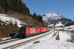 1293 010, 1116 167 und 1016 023 mit einem gemischten G�terzug aus Hochfilzen kommend am 15.