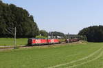 1293 187 und 1293 198 mit einem gemischten G�terzug aus Salzburg kommend am 7.
