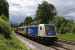 187 322 der  Wiener Localbahnen  war am 24. Mai 2020 mit einem Bauzug bei Grabenst�tt in Richtung Salzburg unterwegs.