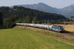 393 002 von  CD Cargp  mit einem Kesselwagenzug aus M�nchen kommend am 13.